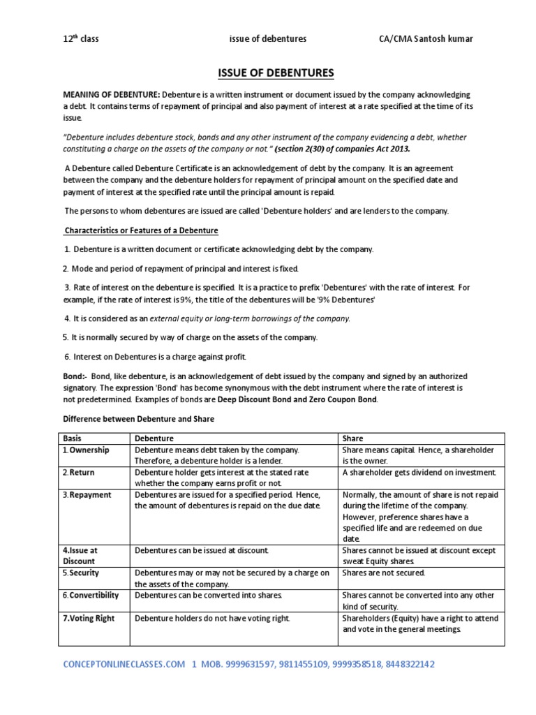 Issue of Debenture | PDF | Loans | Bonds (Finance)