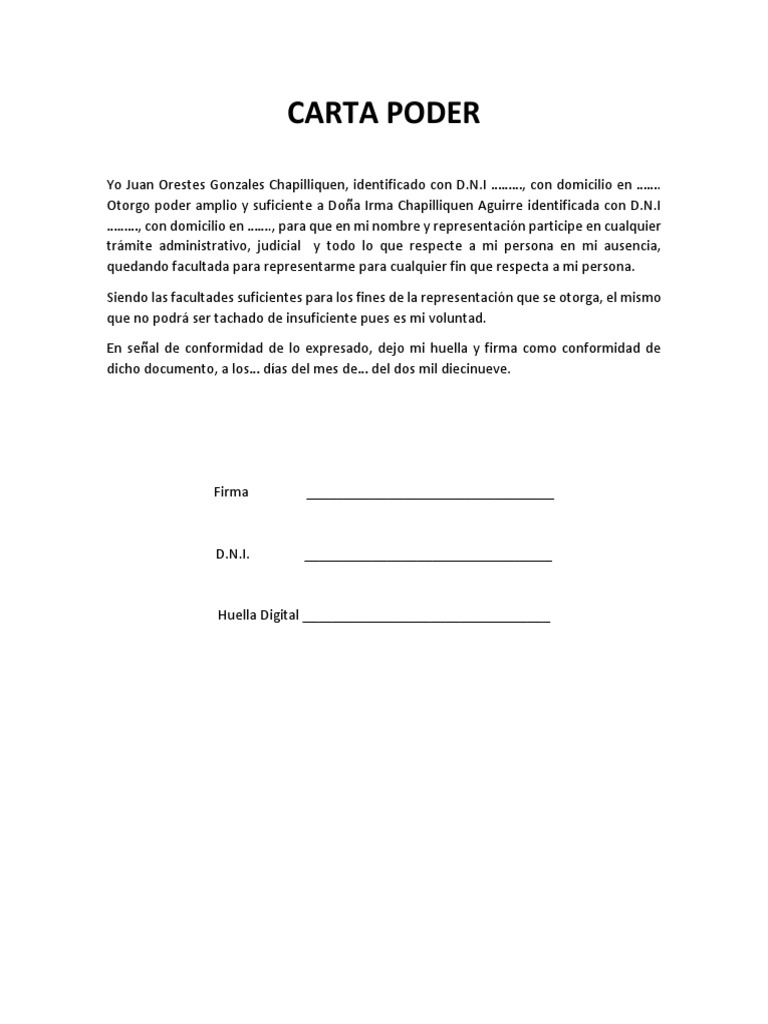Carta Poder de Representación en Honduras | PDF