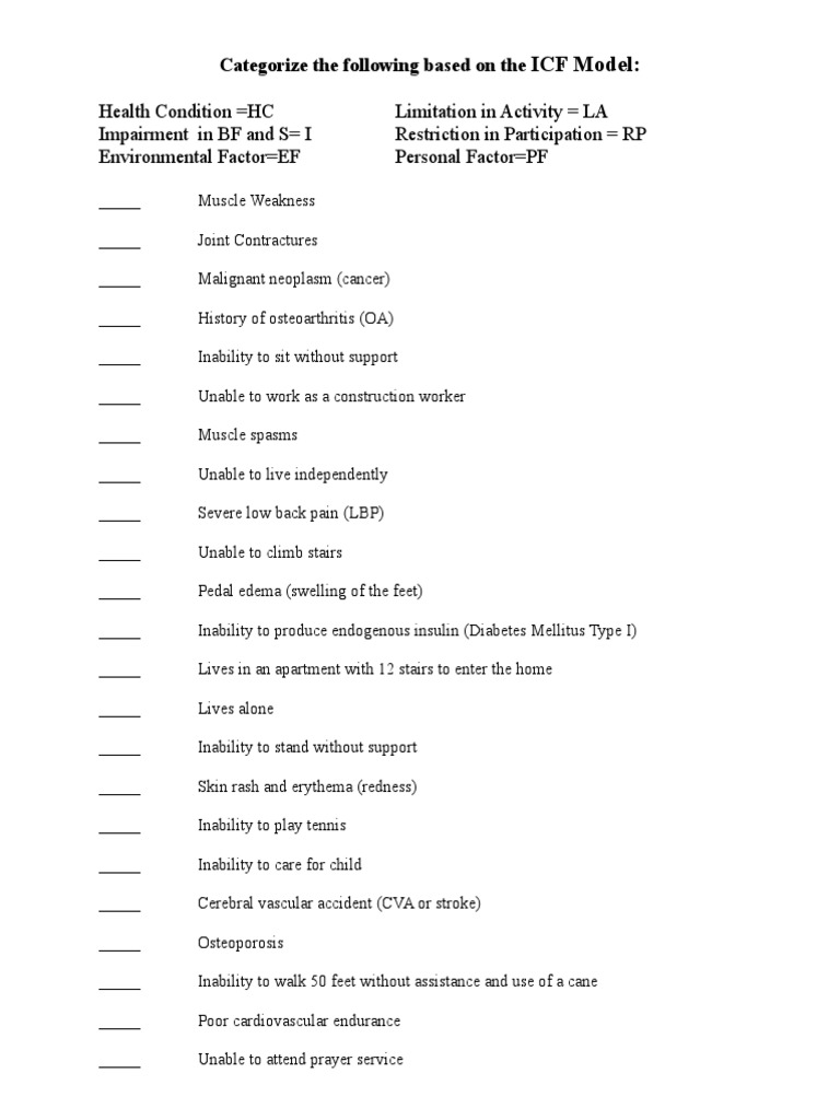 ICF Model Blank | PDF