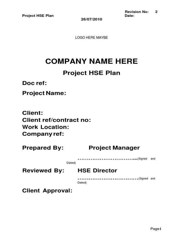 Project Hse Plan | PDF | Occupational Safety And Health | Safety