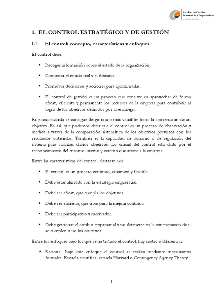 Control Estratégico y de Gestión Empresarial | PDF | Planificación ...