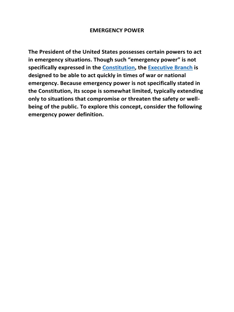 U.S. Presidential Emergency Powers Explained | PDF | State Of Emergency ...
