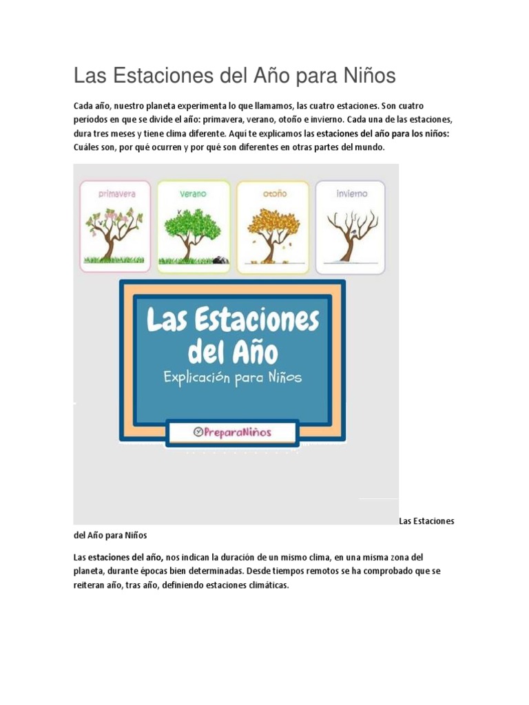 Las Estaciones Del Año para Niños | PDF | Invierno | Tierra