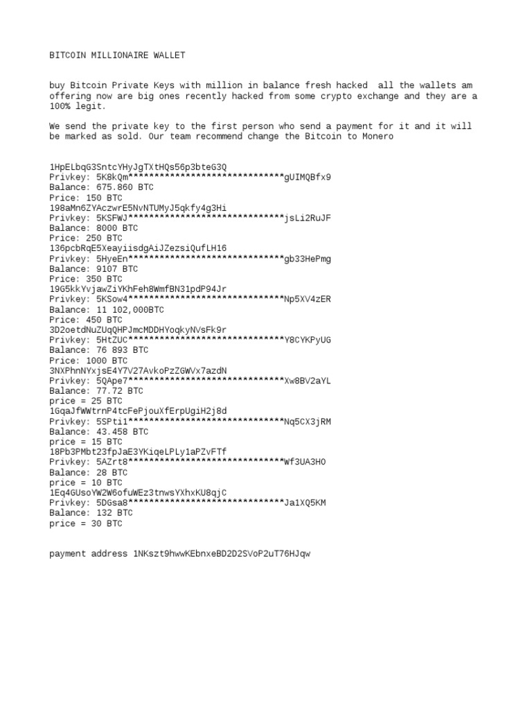 List of all bitcoin private keys