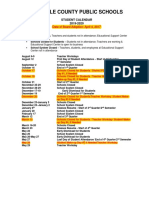 2019 2020 Student Attendance Calendar Text Version