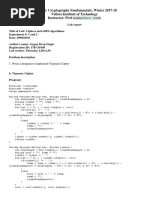 CSE1011: Cryptography Fundamentals, Winter 2017-18 Vellore Institute of Technology Instructor: Prof