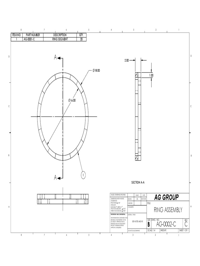 Ring Assembly Drawing Specifications | PDF