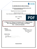 L'impact de L'image de Marque Sur Le Comportement Des Consommateurs de La Wilaya de Bejaia PDF
