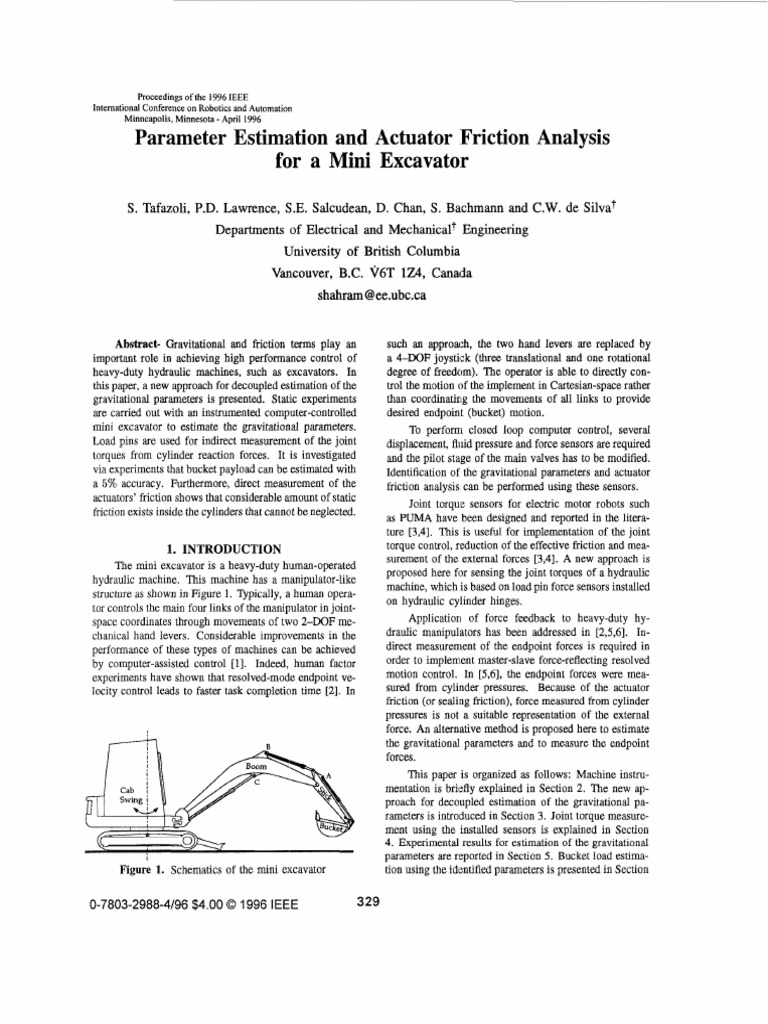 Parameter Estimation and Actuator Friction Analysis For A Mini e PDF ...