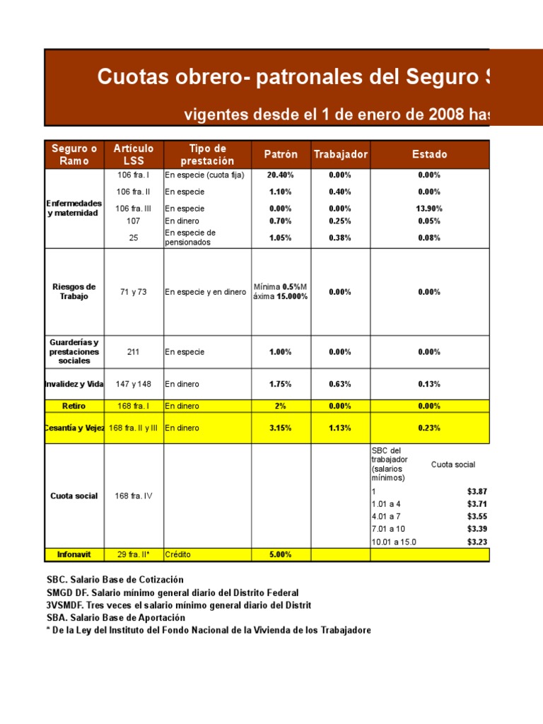 Cuotas IMSS e Infonavit 2023 | PDF | Relaciones laborales | Gastos