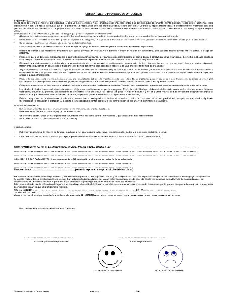 Informed Consent for Orthodontic Treatment Risks, and