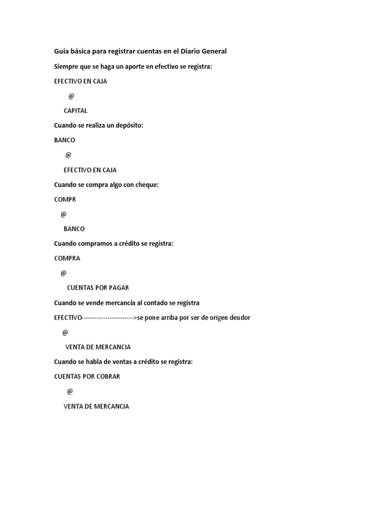 Registro de Asientos Contables Básicos | PDF | Negocios | Finanzas y dinero
