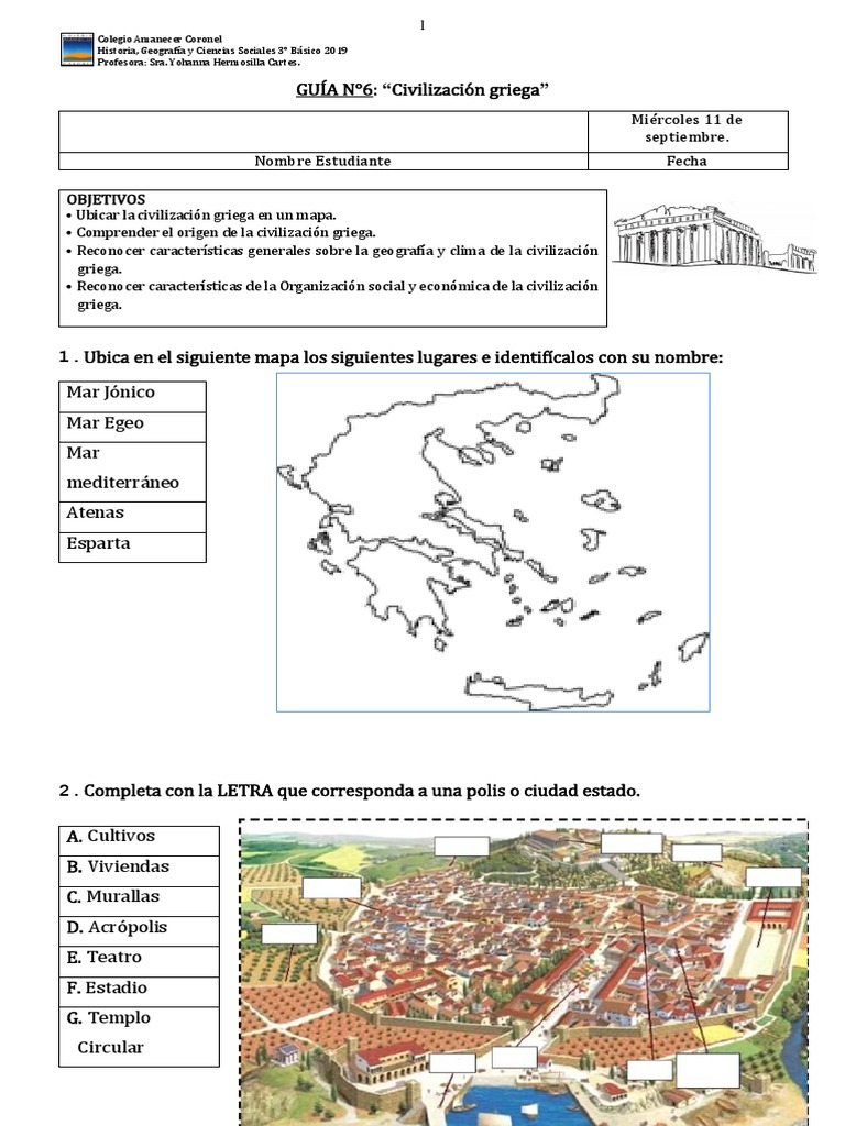 Guía de la Civilización Griega 3° Básico | PDF | Antigua Grecia | Esparta