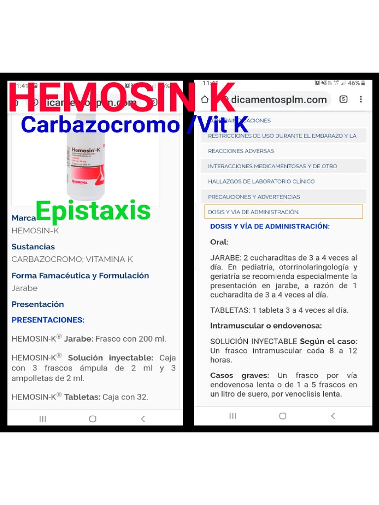 Hemosin K_ Indicaciones y Dosis Hemosin K_ Indicaciones y Dosis