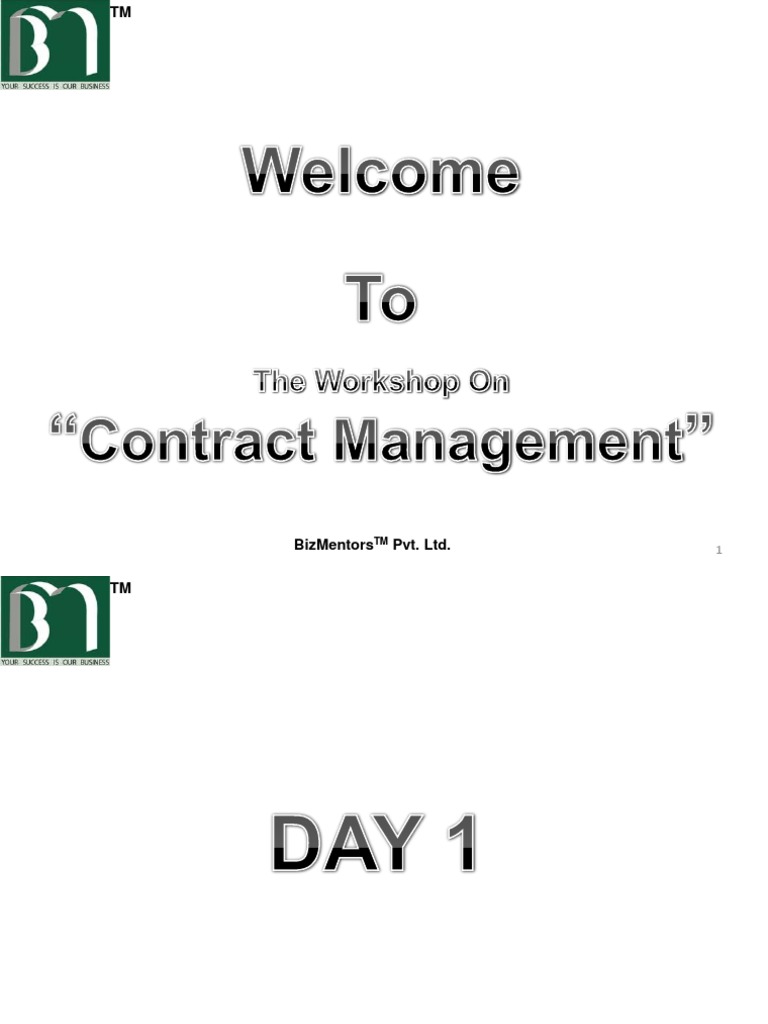 Contract Management Workshop Overview | PDF | Offer And Acceptance ...