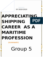 Appreciating Shipping Career As A Maritime Profession: Group 5