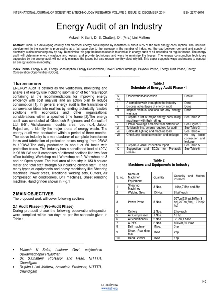 Energy Audit of An Industry PDF | PDF | Electric Power | Energy ...