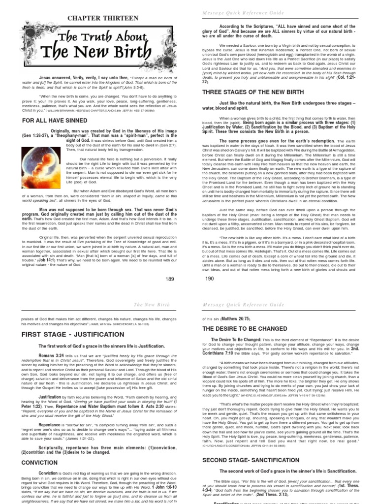 Chapter Thirteen: Three Stages of The New Birth | PDF | Sanctification ...