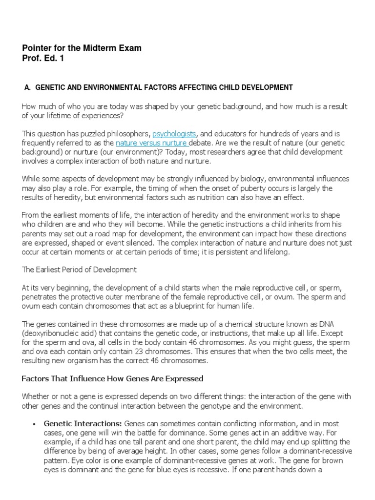 Nature vs. Nurture in Child Development | PDF | Prenatal Development ...
