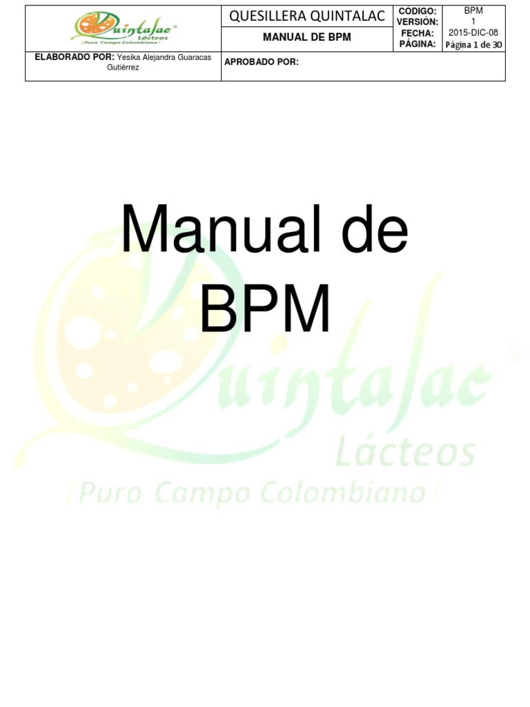 Manual De Bpm 1 Pdf Alimentos Calidad Ercial