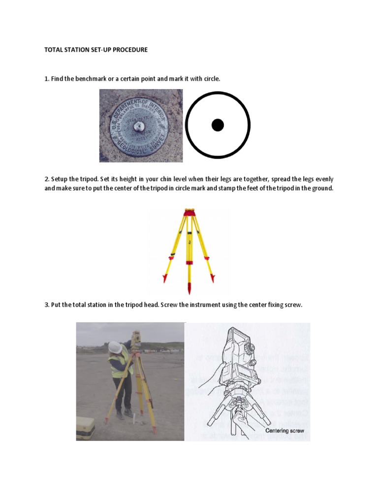 Total Station Setup Procedure Guide | PDF | Cooking, Food & Wine