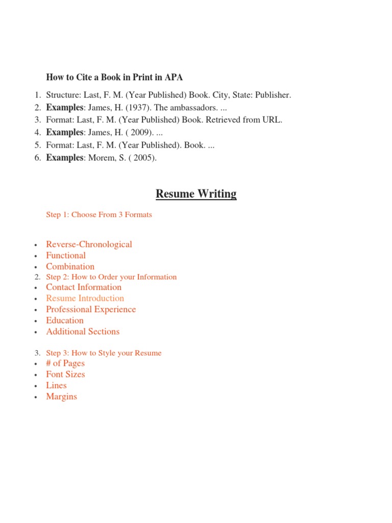 APA Format Resume Guide | PDF