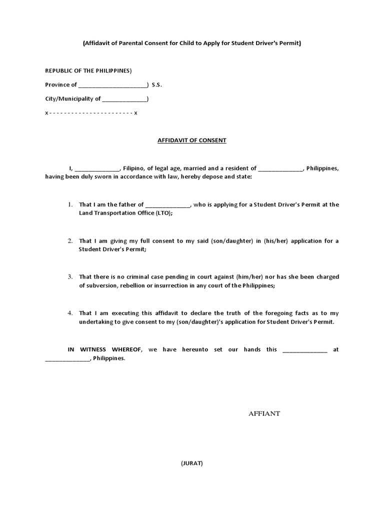 Parental Consent for Student Permit | PDF | Law