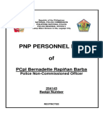 PNP Personnel File Of: PCPL Bernadette Rapiñan Barba