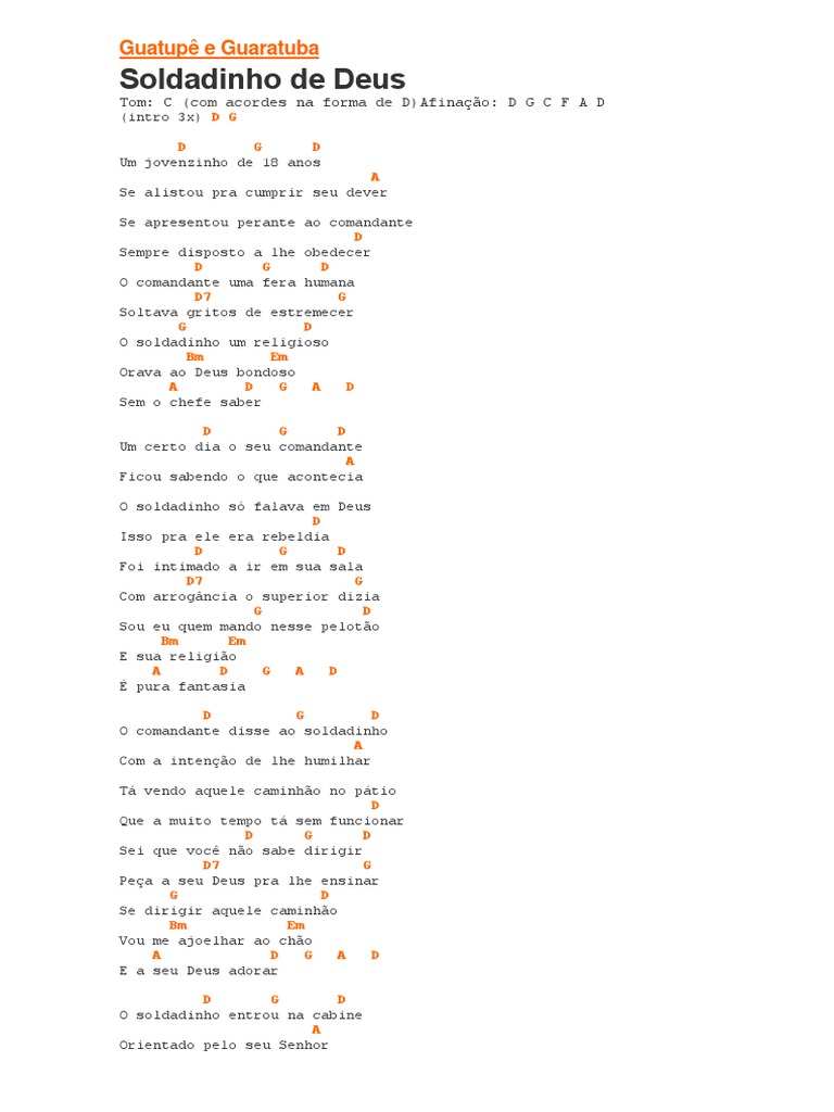 Soldadinho de Deus: Letra e Cifras | PDF