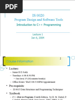 Program Design and Software Tools: Introduction To C++ Programming