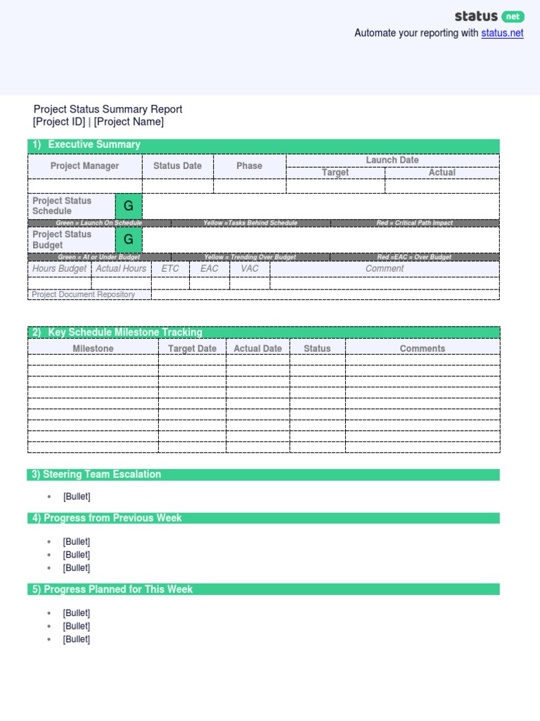 Project Status Summary Report | PDF
