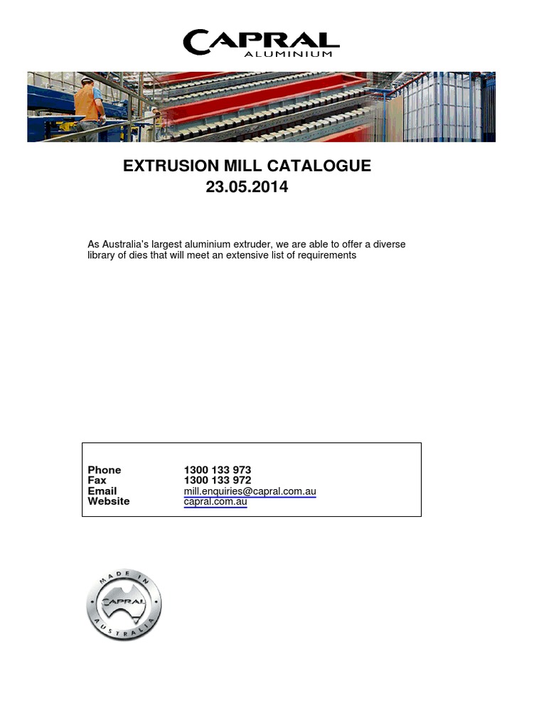 Capral Aluminium Extrusion Catalogue | PDF | Extrusion | Australia