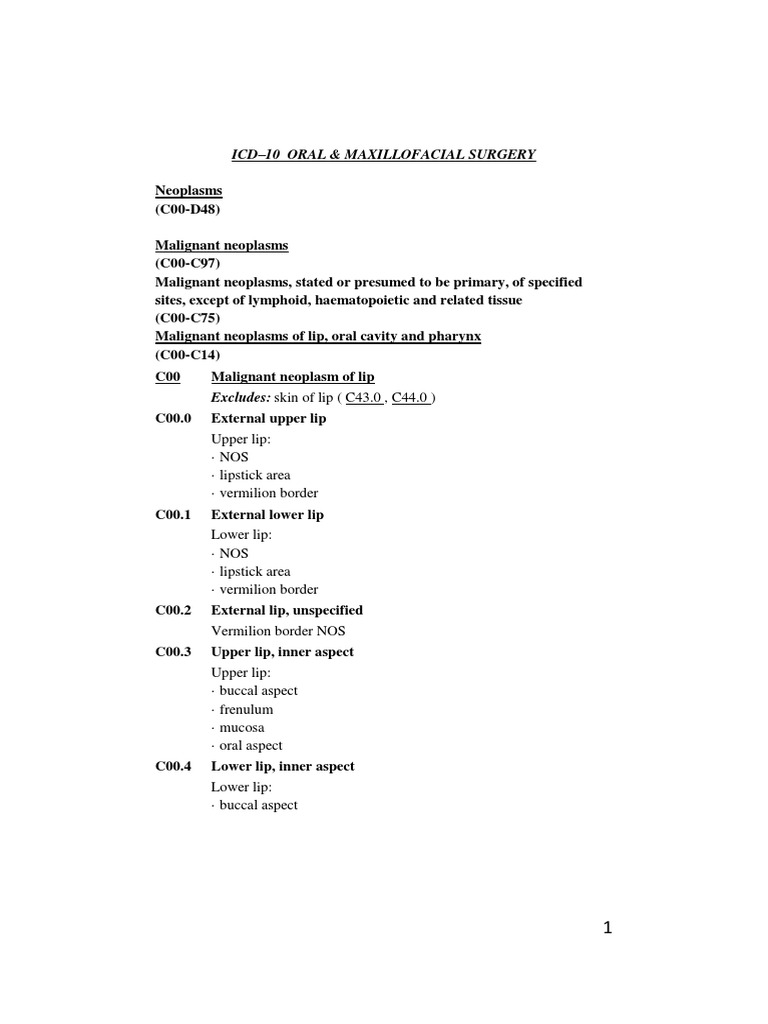 Icd-10 Oral & Maxillofacial Surgery | PDF | Human Nose | Human Tooth