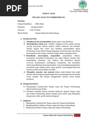 Bahan Ajar Kd 3 4 Kerja Sama Negara Maju Dan Berkembang Pdf