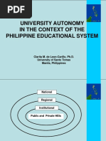 University Autonomy in The Context of The Philippine Educational System