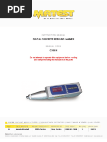 Digital Concrete Rebound Hammer: Instruction Manual
