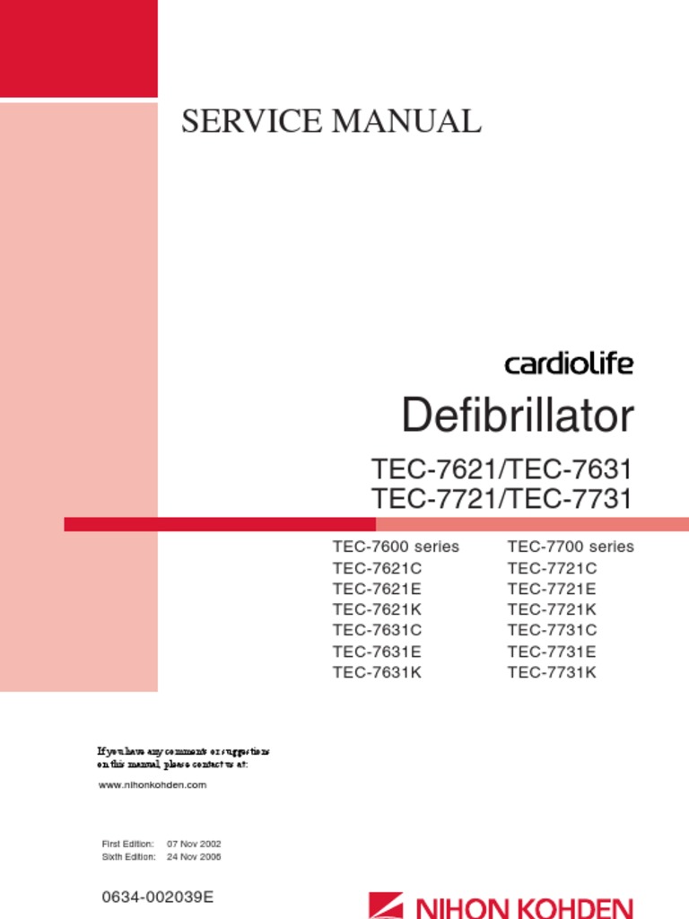 NihonKohden TEC7621 Defibrillator Service Manual PDF Download