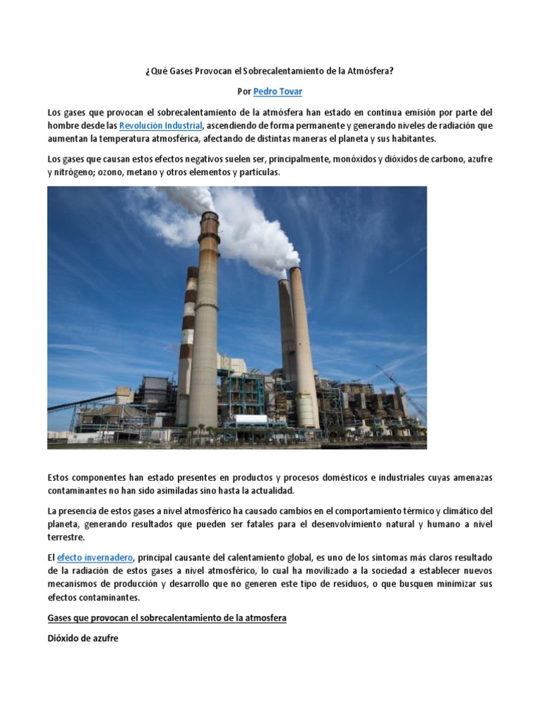 Qué Gases Provocan El Sobrecalentamiento de La Atmósfera | PDF | Atmósfera  | Contaminación