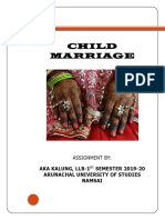 Child Marriage: Aka Kalung, Llb-1 SEMESTER 2019-20 Arunachal University of Studies Namsai