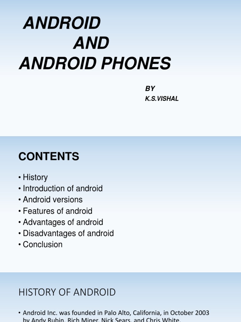 Android AND Android Phones: K.S.Vishal | PDF | Computers