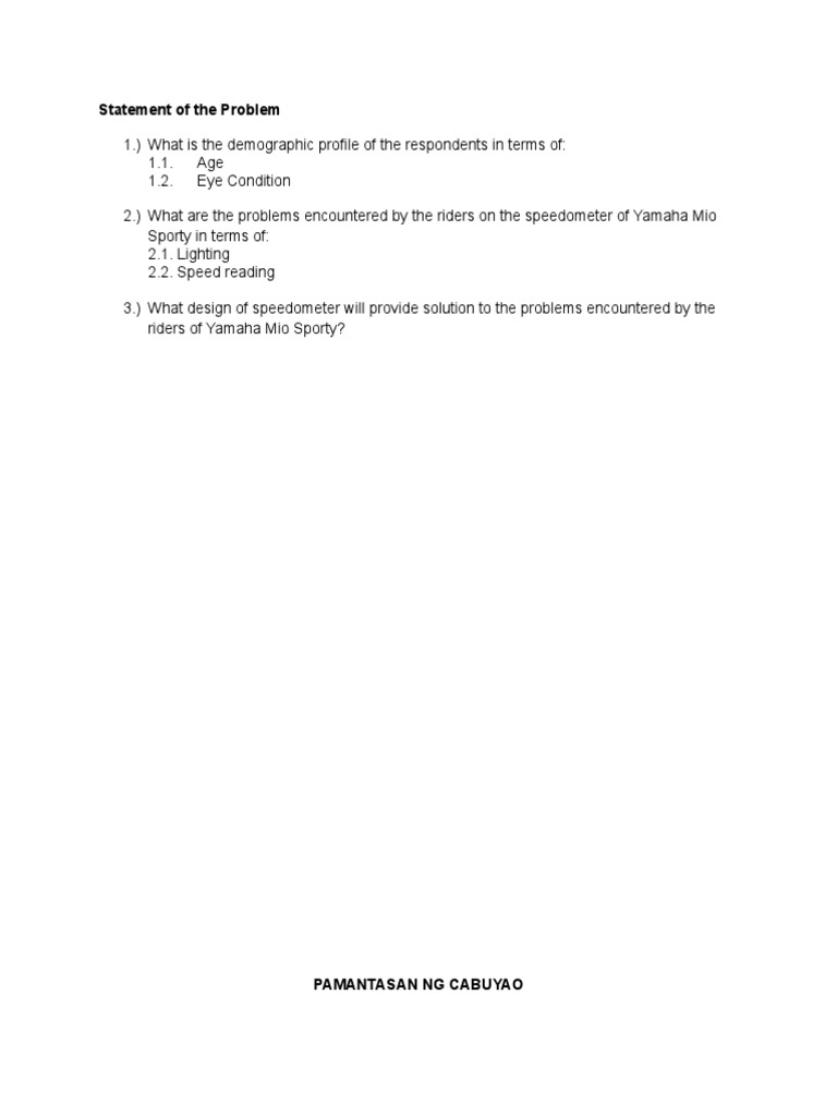 Statement of The Problem | PDF