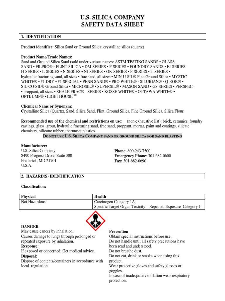 Crystalline Silica SDS | PDF | Silicon Dioxide | Chemistry