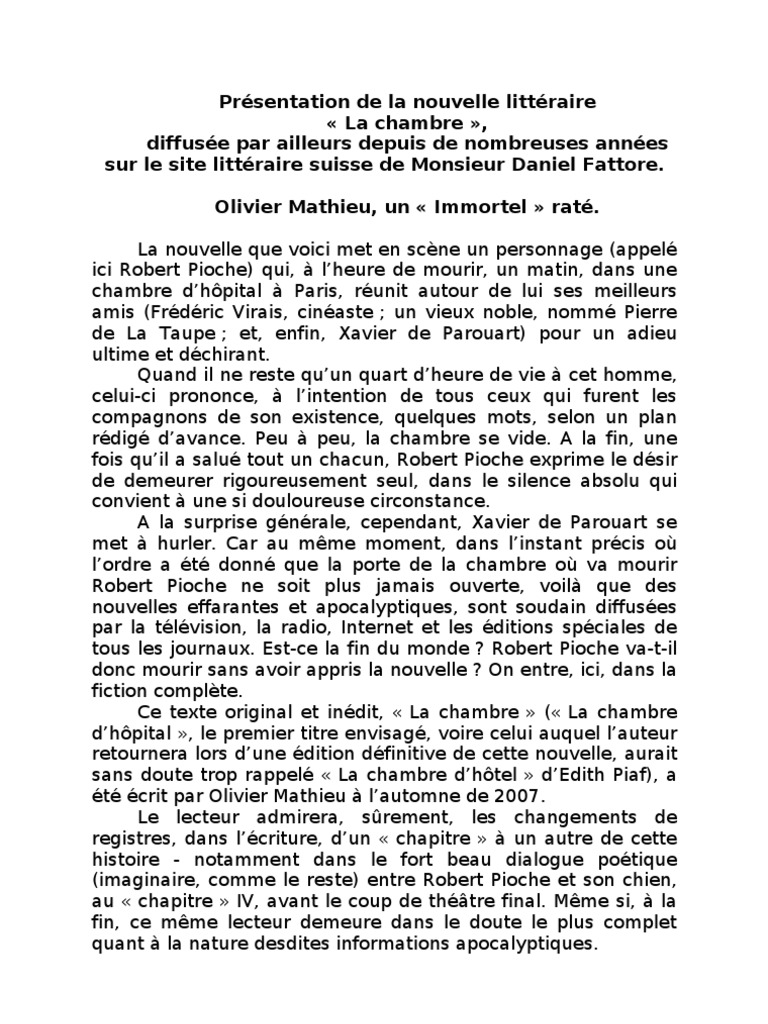 Exemple De Texte Nouvelle Littéraire