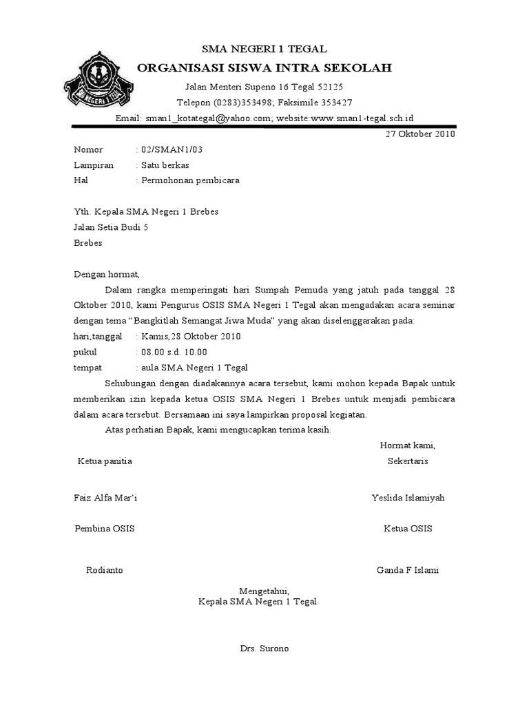 Contoh Surat Dinas Osis Com Detil Gambar Online