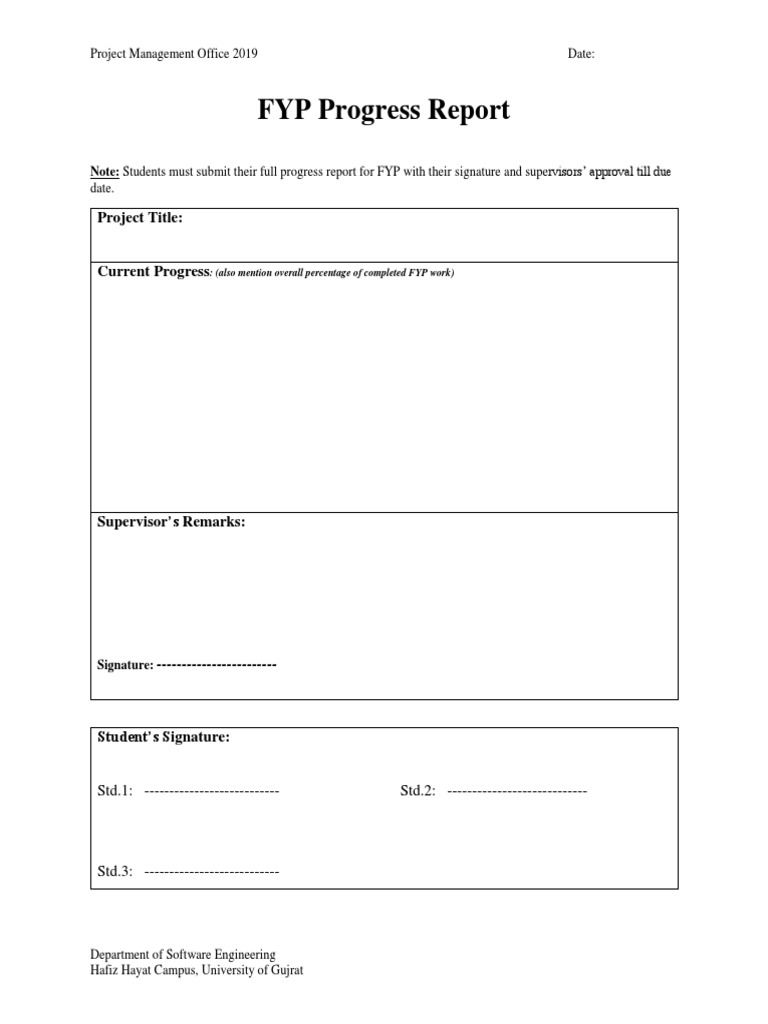 FYP Progress Report Template 2019 | PDF