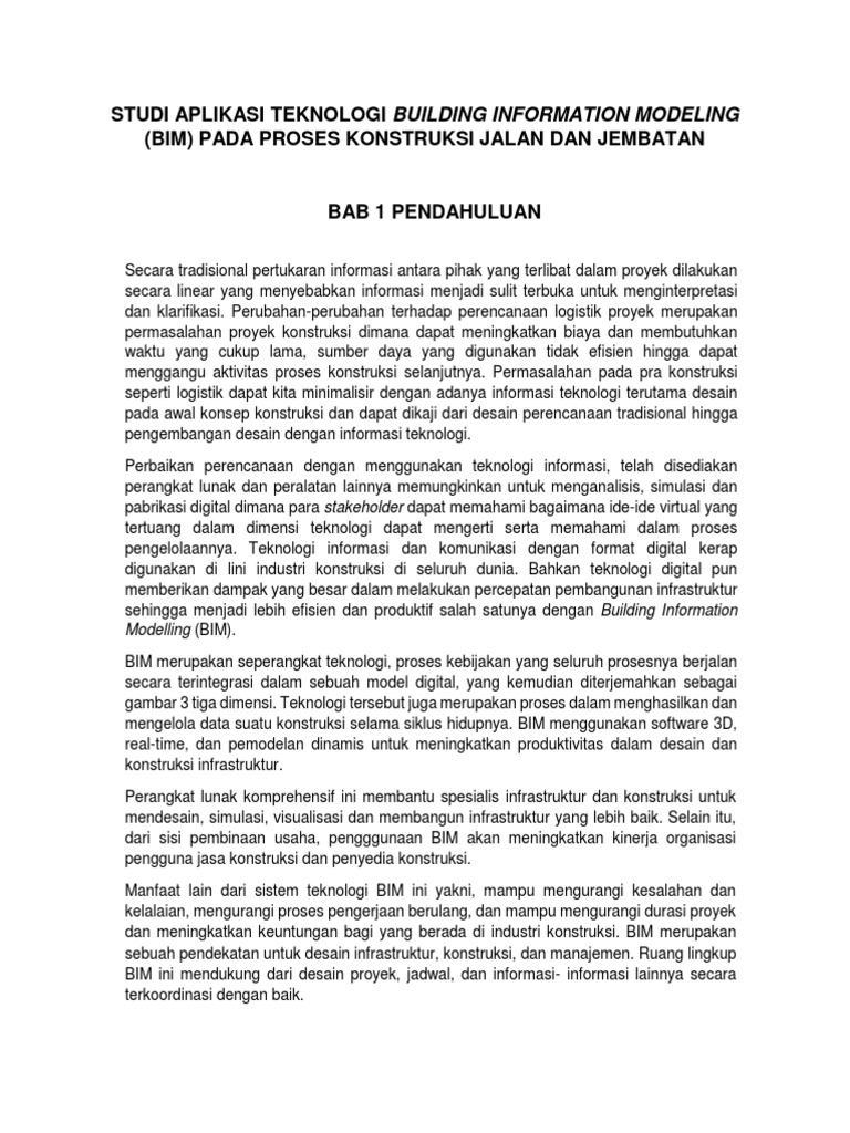 Studi Aplikasi Teknologi Building Information Modeling | PDF