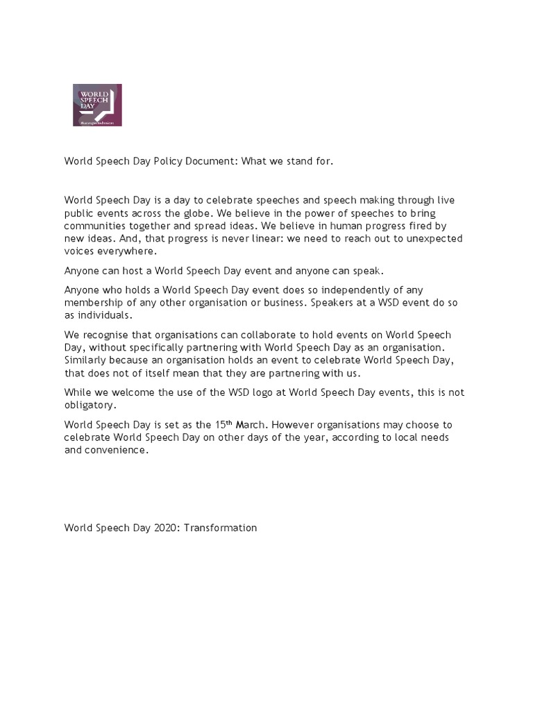 World Speech Day Policy Overview | PDF | Career & Growth | Social Science