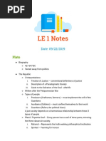 LE 1 Notes: Plato