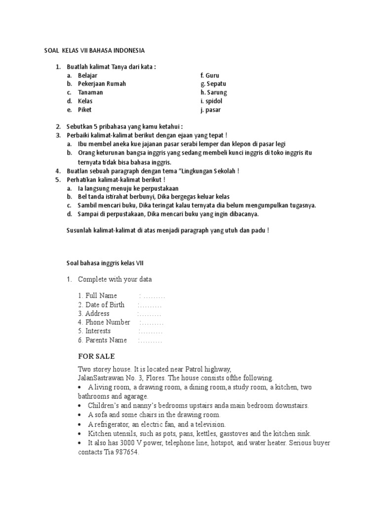 Soal Mid Semester Linguistic Typology Linguistics