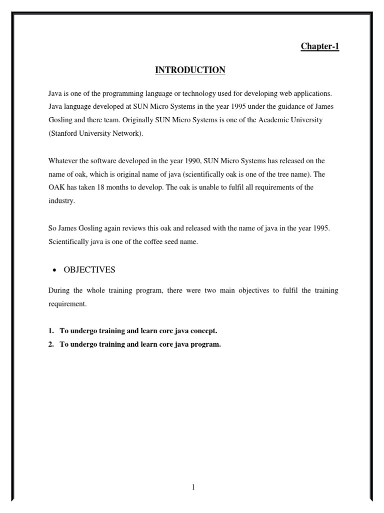 Training Report On JAVA | PDF | Method (Computer Programming ...